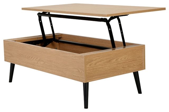 Excellent New Lifting Coffee Tables Pertaining To Caleb Brown Wood Lift Top Storage Coffee Table Midcentury (View 12 of 50)