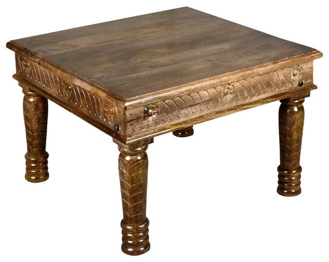 Excellent Widely Used Solid Wood Coffee Tables Throughout Langley 30 Square Hand Carved Solid Wood Coffee Table Coffee (Photo 45 of 50)