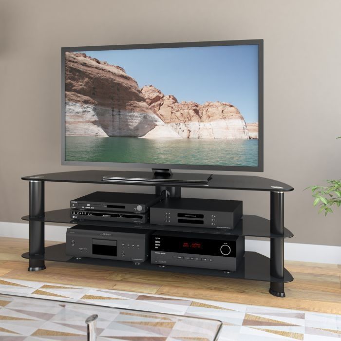 Fantastic Common Black Corner TV Stands For TVs Up To 60 Throughout Black Glass Corner Tv Stand For Tvs Up To  (View 14 of 50)
