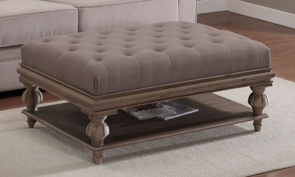 Fantastic Elite Fabric Coffee Tables Intended For Round Tufted Leather Ottoman Coffee Table Editeestrela Design (Photo 25633 of 35622)