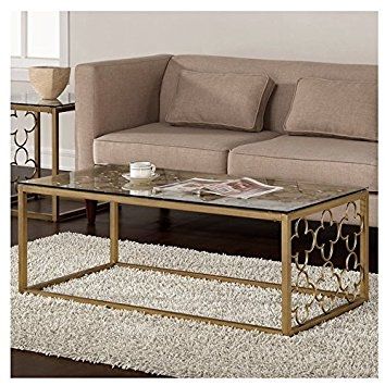 Fantastic Elite Steel And Glass Coffee Tables Pertaining To Amazon Quatrefoil Goldtone Metal And Glass Coffee Table (Photo 26330 of 35622)