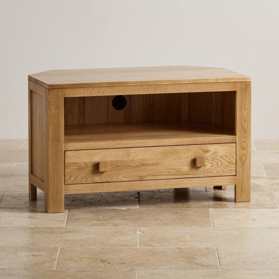 Fantastic Famous Dark Wood Corner TV Stands  Within Corner Widescreen Tv Cabinets Oak Furniture Land (View 25 of 50)