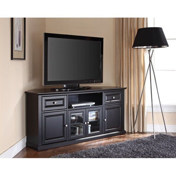 Fantastic Fashionable Tall Black TV Cabinets Intended For Tall Corner Tv Stand Designs And Images Homesfeed (Photo 12 of 50)