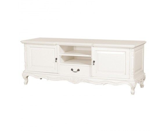 Fantastic Favorite French Style TV Cabinets Regarding Chateau Antique White French Style Low Tv Cabinet French Tv (View 2 of 50)
