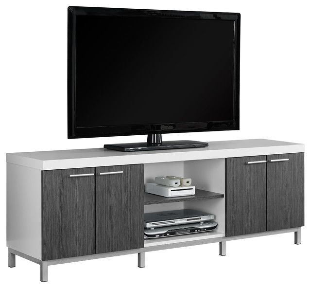 Fantastic Favorite White And Black TV Stands Throughout Tv Stand 60l Black Gray Contemporary Entertainment Centers (View 24 of 50)