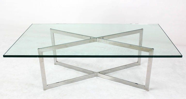 Fantastic High Quality Chrome Coffee Table Bases Intended For Mid Century Modern Stainless Chrome X Base Coffee Table With Glass (View 38 of 50)