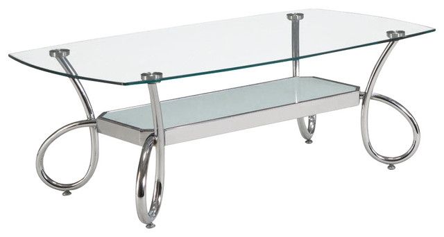 Fantastic New Coffee Tables With Chrome Legs Inside Global Furniture Usa 559c Rectangular Clear Glass Coffee Table (Photo 24530 of 35622)
