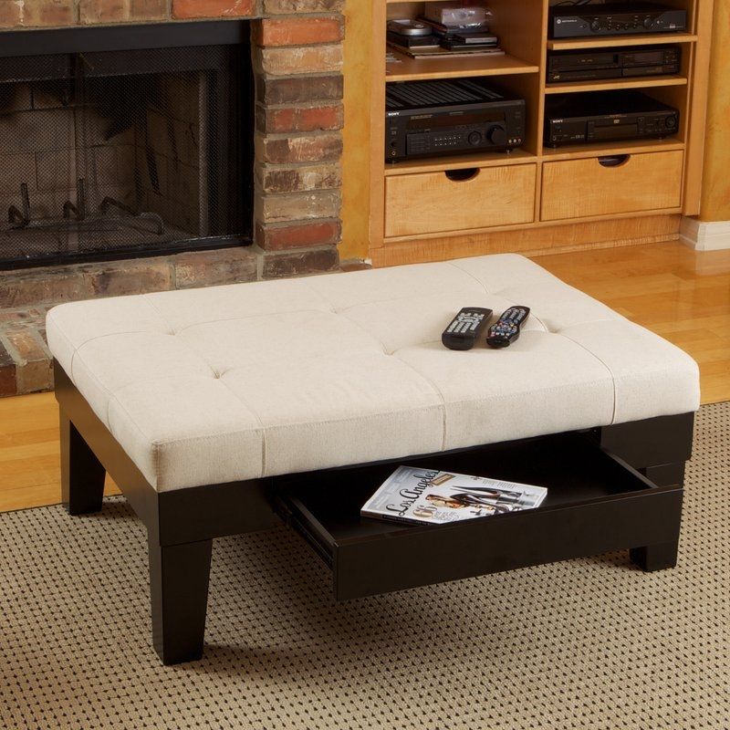 Fantastic New Cream Coffee Tables With Drawers With Regard To Cocktail Ottomans Poufs Youll Love Wayfair (Photo 27414 of 35622)