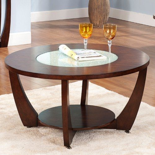 Fantastic Popular Round Glass And Wood Coffee Tables For Steve Silver Rafael Round Cherry Wood And Glass Coffee Table (Photo 5 of 50)