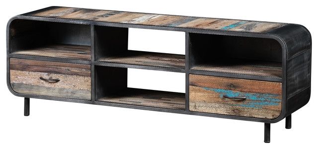 Fantastic Popular Wood And Metal TV Stands Within Recycled Boat Wood And Metal Industrial Tv Unit Industrial (View 28 of 50)
