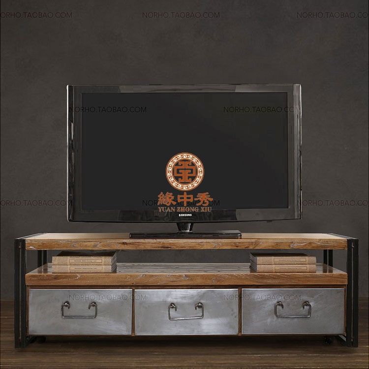 Fantastic Preferred Metal And Wood TV Stands For French Loft Style Metal Frame Triple Butted American Country Wood (View 42 of 50)