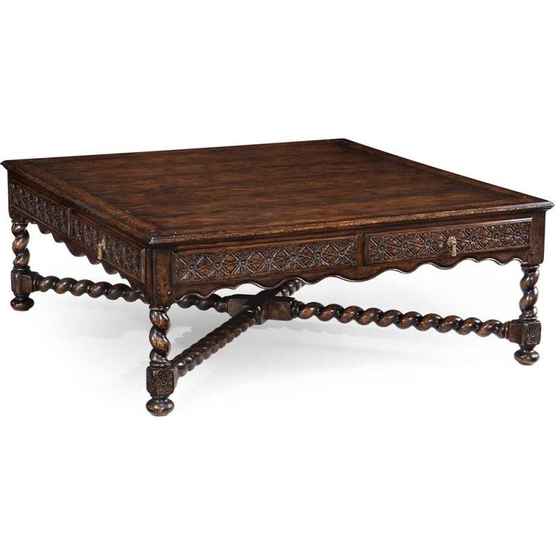 Fantastic Premium Square Dark Wood Coffee Table With The Jonathan Charles Tudor Oak Square Distressed 52in Coffee Table (View 7 of 40)