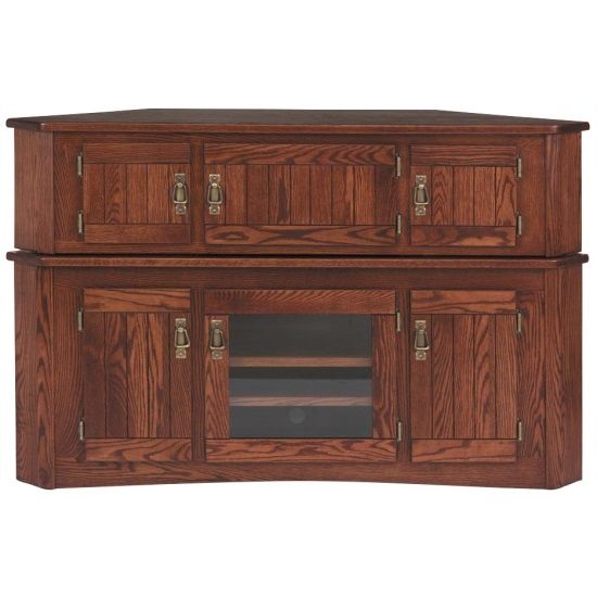 Fantastic Top Solid Wood Corner TV Stands Inside Solid Oak Mission Corner Tv Stand Hi Boy 55 The Oak Furniture (View 27 of 50)