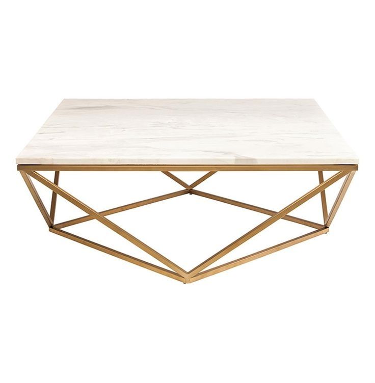 Fantastic Unique White Marble Coffee Tables Throughout Rosalie Hollywood Regency Gold Steel White Marble Coffee Table (Photo 24116 of 35622)