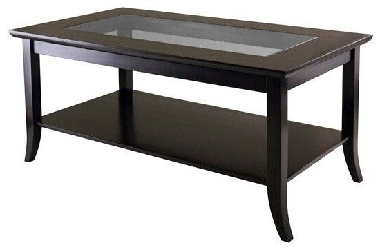 Fantastic Well Known Dark Wood Coffee Tables With Glass Top Intended For Winsome Wood Genoa Rectangular Coffee Table With Glass Top And (Photo 14 of 50)