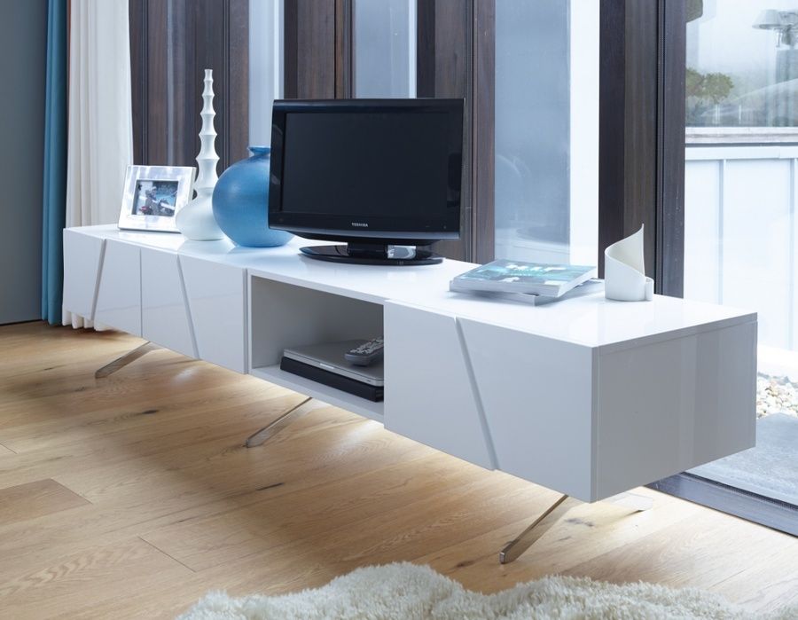 Fantastic Wellknown Low Long TV Stands Within Abdabs Furniture Glacier Large White Open Tv Stand (Photo 20662 of 35622)