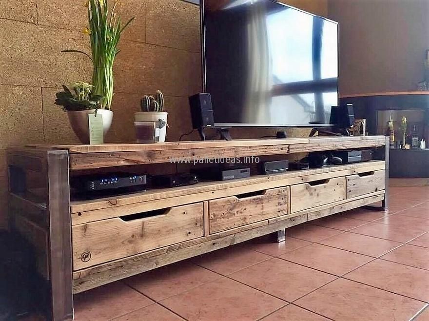 Fantastic Wellknown RecycLED Wood TV Stands With Regard To Reclaimed Wood Pallets With Steel Feet Tv Stand Pallet Ideas (View 34 of 50)