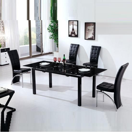 Florence Extending Black Glass Dining Table With 6 Ravenna Pertaining To Florence Dining Tables (Photo 1 of 20)