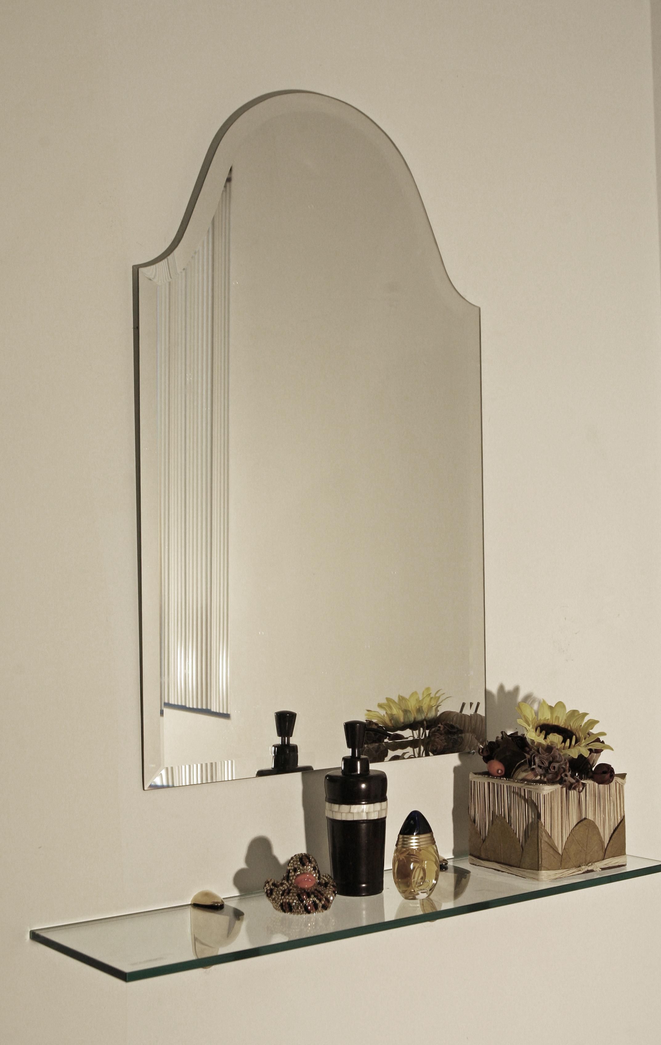 Frameless Beveled Mirror. Dcor Wonderland Hiltonia Oval Bevel With Regard To Frameless Arched Mirror (Photo 11 of 20)