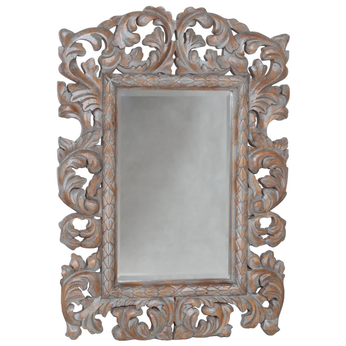 French Blue Baroque Acanthus Mirror – Large Throughout Large Baroque Mirror (Photo 15 of 20)