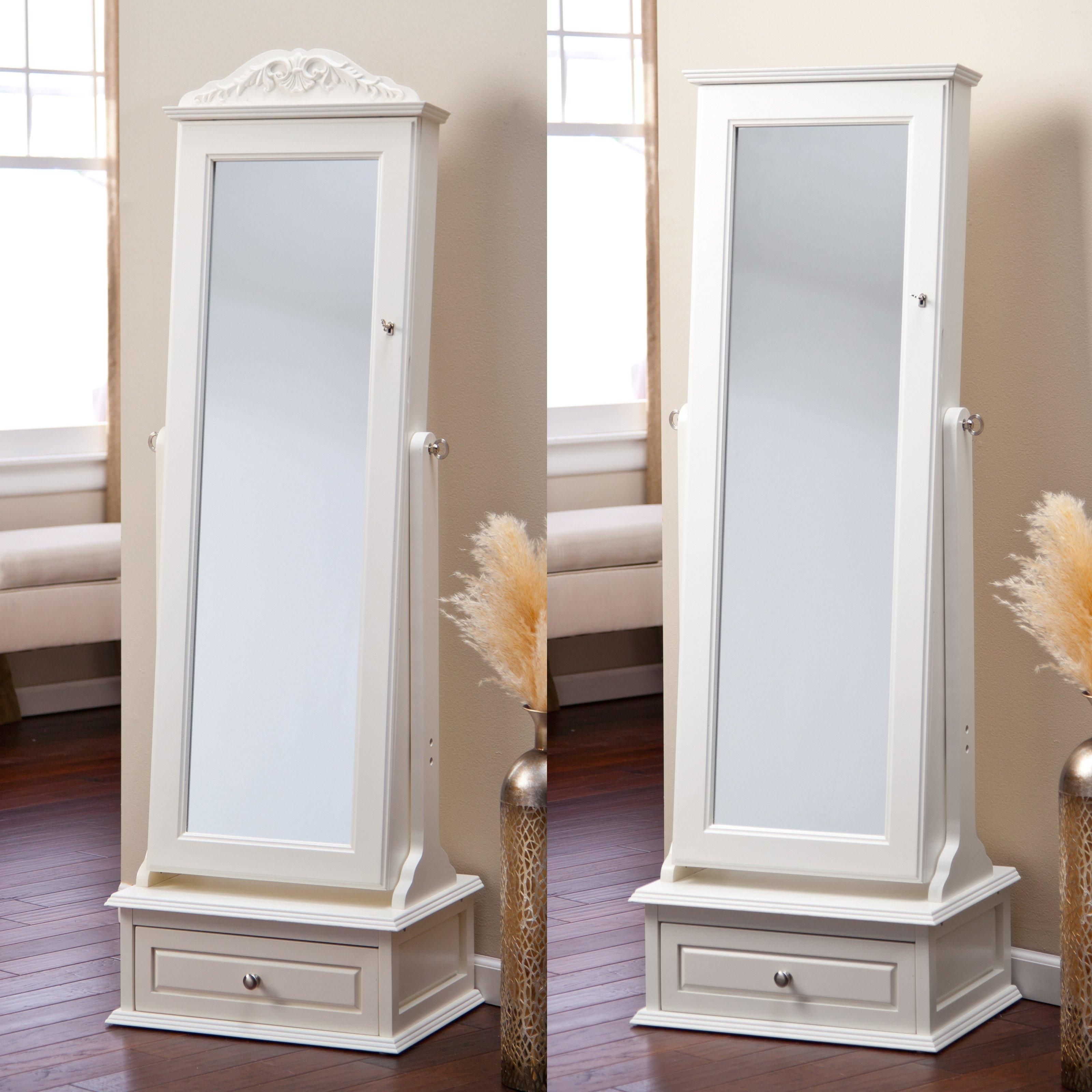 Furniture: Contemporary Cream Standing Mirror Jewelry Armoire In Cream Standing Mirror (Photo 1 of 20)