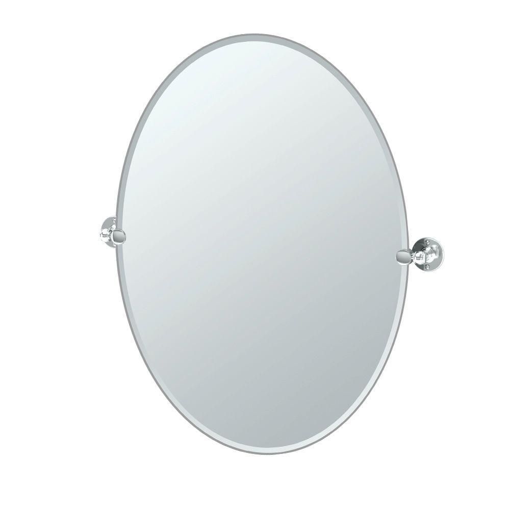 Gatco Cafe 32 In. L X 28.75 In. W Large Oval Mirror In Chrome Pertaining To Large Oval Mirror (Photo 14 of 20)