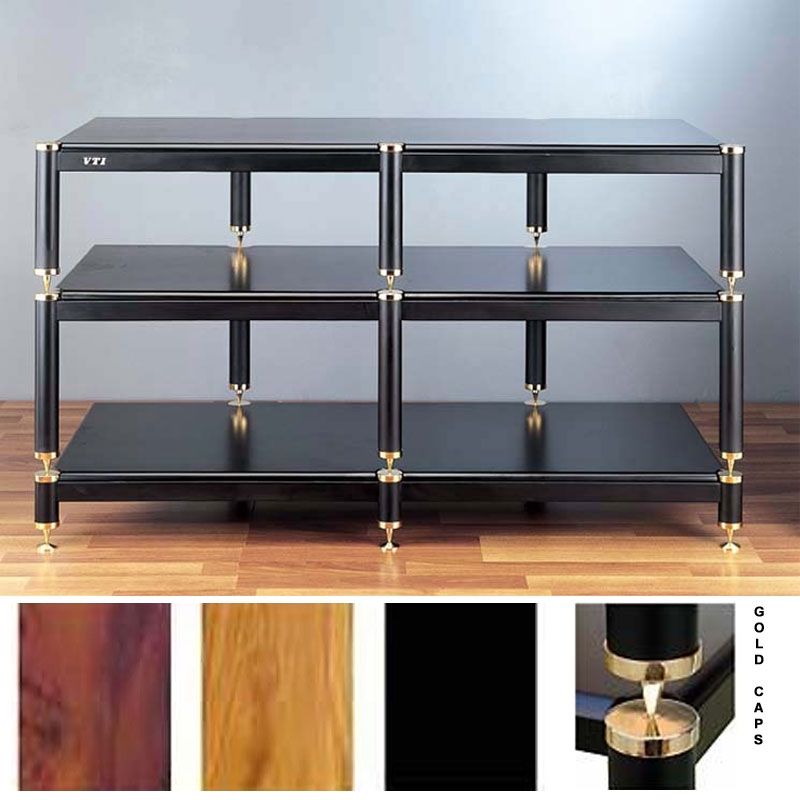 Great Best Gold TV Stands Inside Vti Bl Series 44 Inch Av Rack Tv Stand Gold Caps With Black Frame (View 21 of 50)