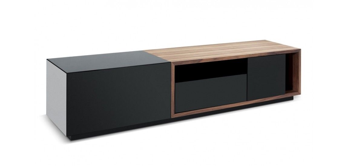 Great Common Walnut TV Stands Throughout Tv047 Large Modern Tv Stand In Black And Walnut Finish (View 6 of 50)
