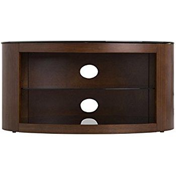 Great Deluxe Beam Thru TV Stands Pertaining To Centurion Supports Nora Walnut Real Wood Veneer With Amazoncouk (Photo 1 of 50)
