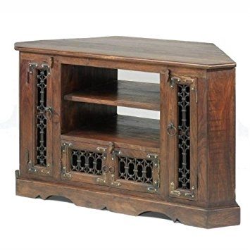 Great Famous Jali TV Cabinets With Regard To Jali Sheesham Corner Tv Cabinet Furniture Amazoncouk Kitchen (View 5 of 50)