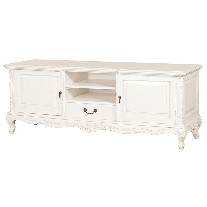 Great Fashionable French TV Cabinets Intended For Chateau Antique White French Style Low Tv Cabinet French Tv (Photo 1 of 50)