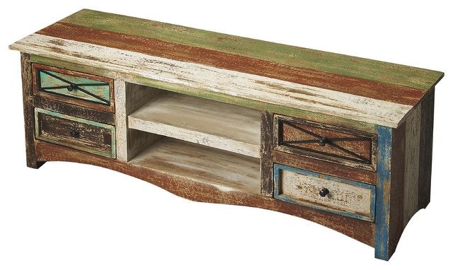 Great High Quality Rustic TV Stands For Sale Regarding Butler Decatur Recycled Wood Entertainment Console Rustic (Photo 2 of 50)
