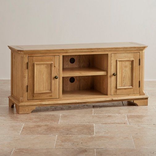 Great High Quality Solid Oak TV Cabinets Intended For Edinburgh Tv Cabinet In Natural Solid Oak Oak Furniture Land (View 21 of 50)