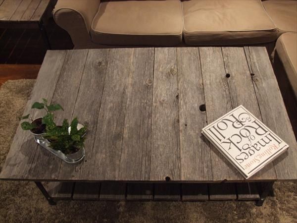 Great Latest Coffee Tables With Shelf Underneath In Diy Pallet Industrial Coffee Table With Shelf 101 Pallets (View 12 of 50)