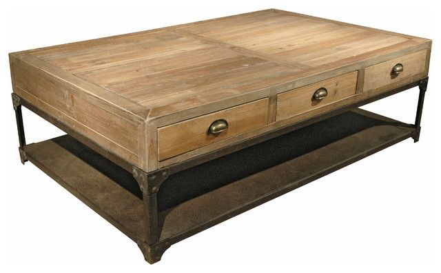 Great Latest Rustic Coffee Table Drawers Pertaining To Luca Industrial Loft Reclaimed Wood Rustic Iron Drawers Coffee (View 14 of 50)