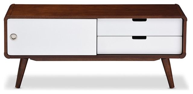Great Latest White Wood TV Stands Throughout Armani Sliding Door Wooden Tv Cabinet White And Brown (Photo 27 of 50)