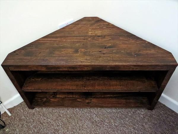 Great New Rustic Corner TV Stands Pertaining To Handmade Pallet Sectional Tv Stand Pallet Furniture Plans (View 47 of 50)