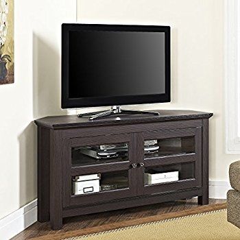 Great New TV Stands For Corner With Amazon Leick Black Hardwood Corner Tv Stand 46 Inch Kitchen (View 6 of 50)