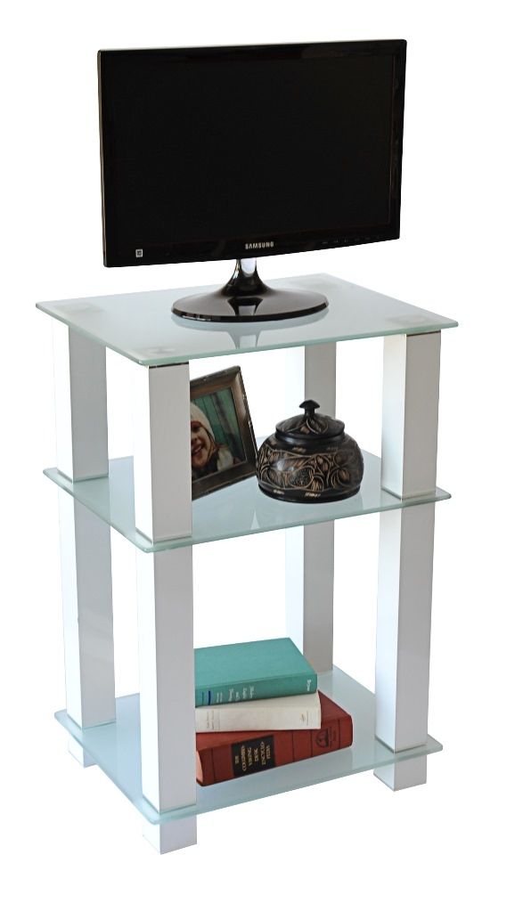Great Series Of White Tall TV Stands In 20 Inch Extra Tall Glass White Tv Stand Or Utility Table Rta (Photo 1 of 50)