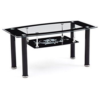 Great Top Black Glass Coffee Tables Within Amazon Avf T12 A Black Glass Chrome Coffee Table Home (Photo 49 of 50)