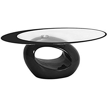 Great Trendy Oval Black Glass Coffee Tables In Amazon Fab Glass And Mirror Stylish Coffee Table Oval Black (View 25 of 50)