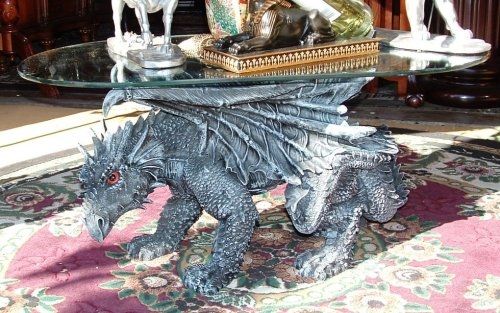 Great Unique Dragon Coffee Tables Within Amazon Medieval Dragon Coffee Table With Glass Kitchen Dining (View 6 of 50)