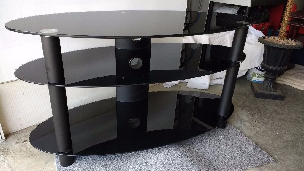 Great Unique Oval Glass TV Stands Pertaining To Black Glass Oval Tv Stand In Dunfermline Fife Gumtree (Photo 45 of 50)
