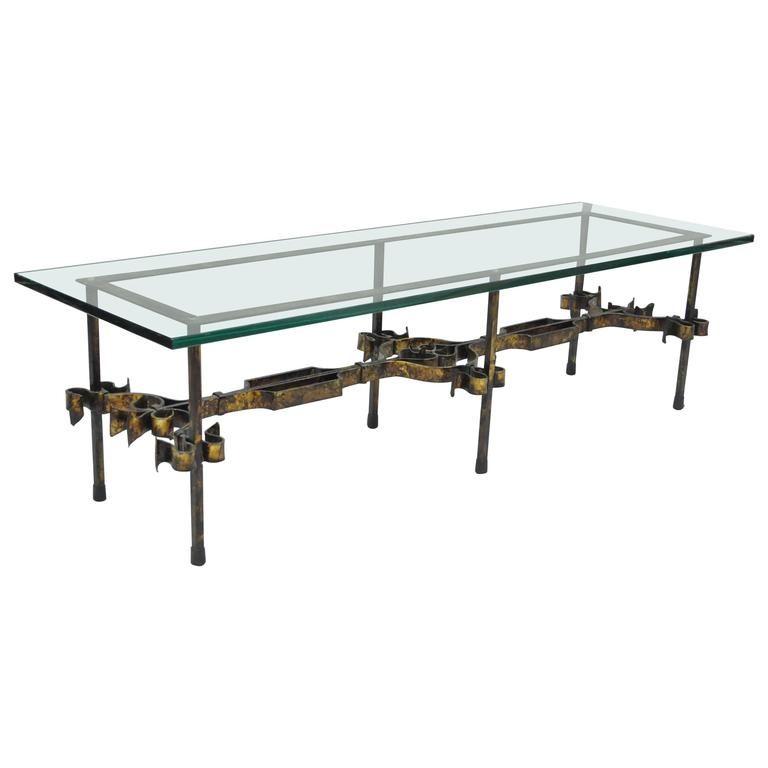 Great Well Known Rectangle Glass Coffee Table Pertaining To Ornate Hollywood Regency Gold Gilt Scrolling Iron Rectangular (View 26 of 50)