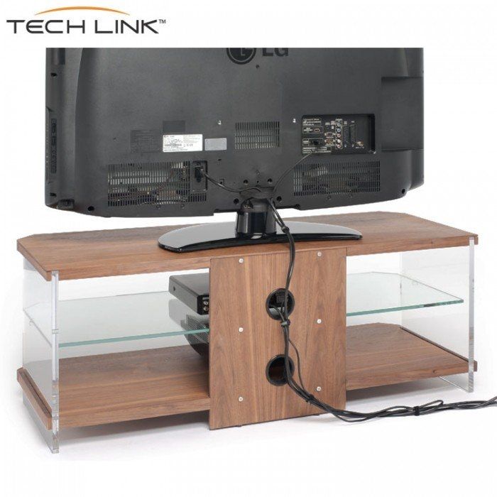 Great Wellknown Techlink Air TV Stands Intended For Techlink Ai110w Air Walnut With Clear Glass Tv Stand 407220 (Photo 17033 of 35622)