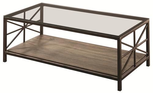 Great Wellliked Reclaimed Wood And Glass Coffee Tables With Regard To Coaster Avondale Rustic Coffee Table With Wood Shelf And Glass Top (View 45 of 50)