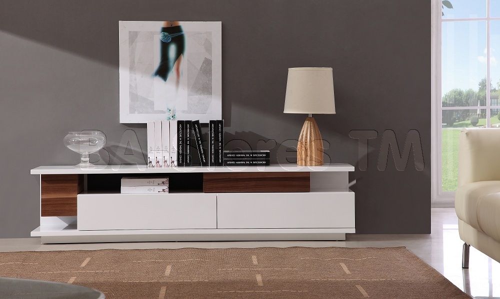 Great Widely Used White Wood TV Stands Inside Modern Tv061 Tv Stand In White High Gloss Walnut Tv Stands (Photo 48 of 50)
