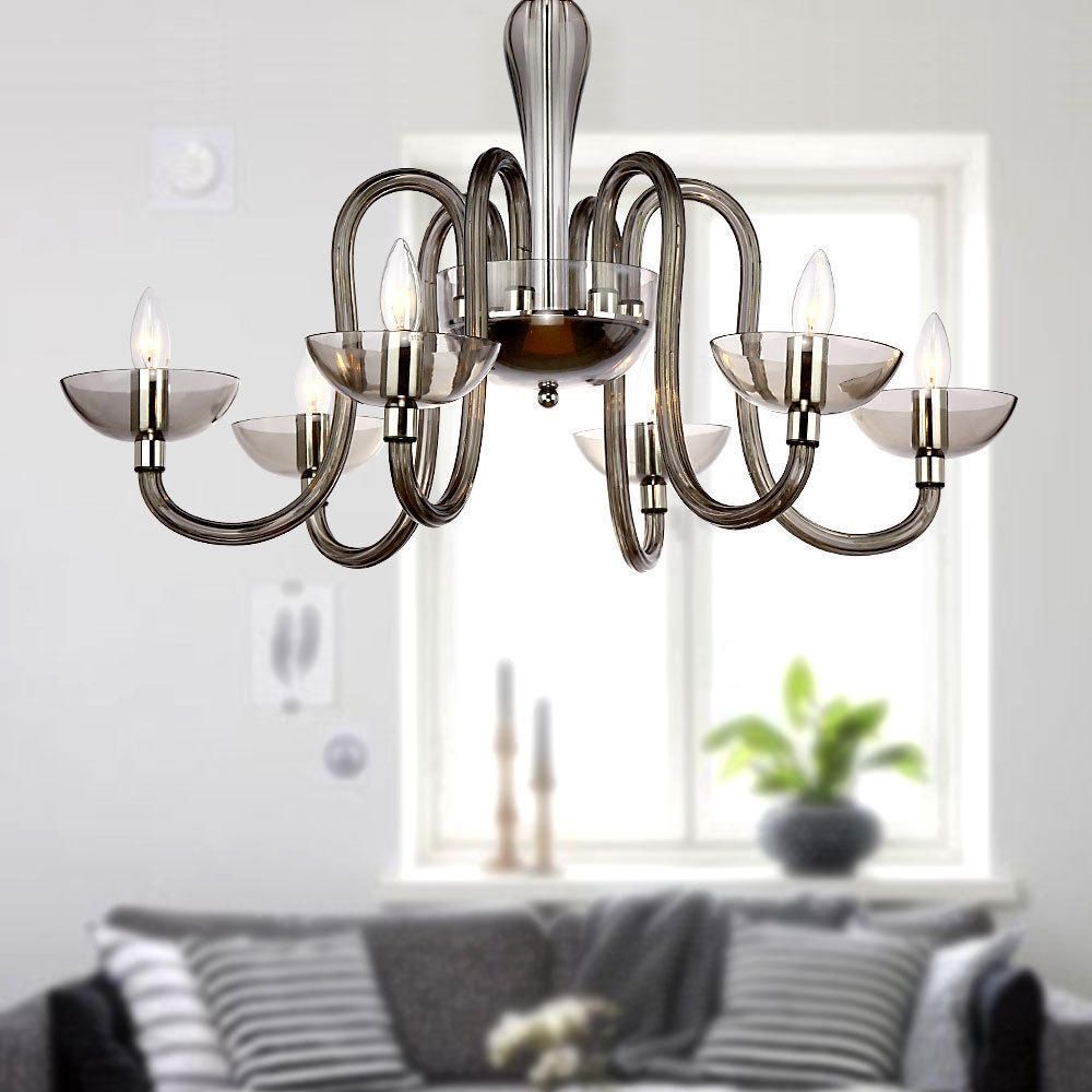 Grey Acrylic 6 Lights Chandelier At Lightingbox Canada Throughout Grey Chandeliers (View 14 of 25)
