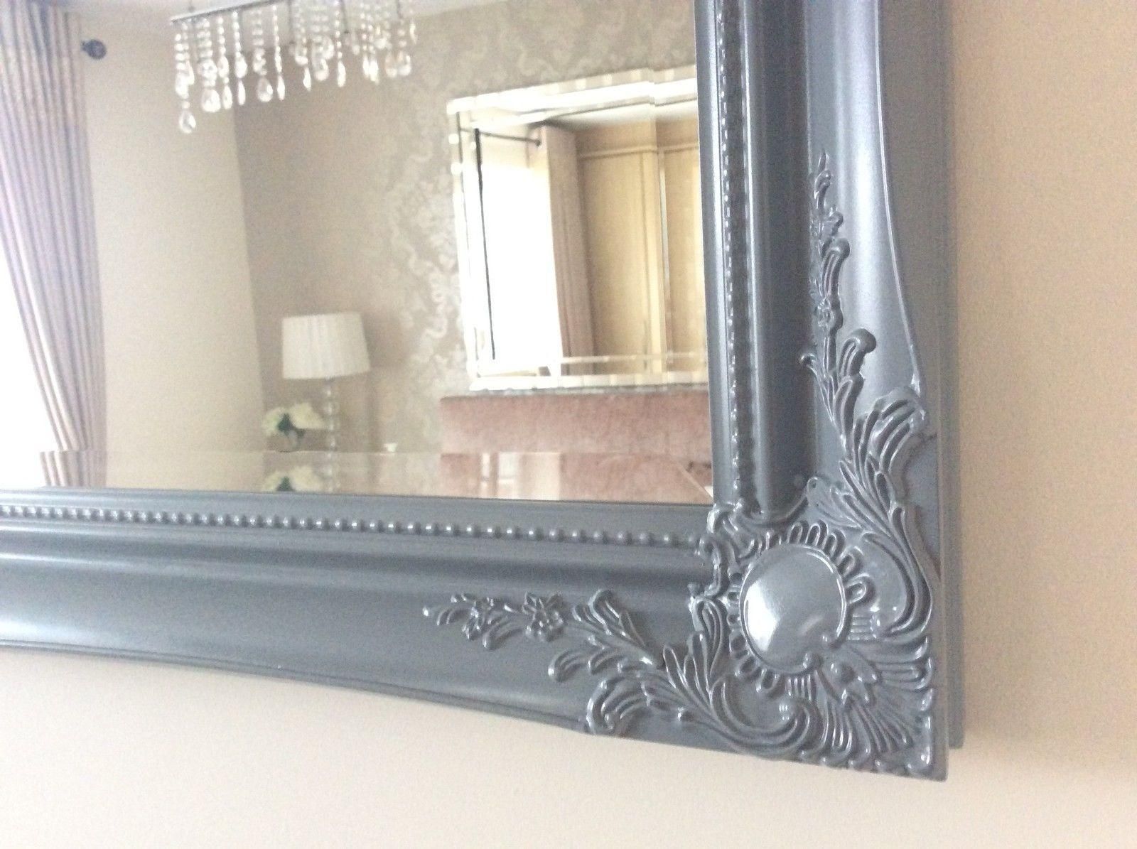 Grey Satin Shabby Chic Ornate Decorative Over Mantle Gilt Wall Mirror With Regard To Silver Ornate Mirrors (View 18 of 20)
