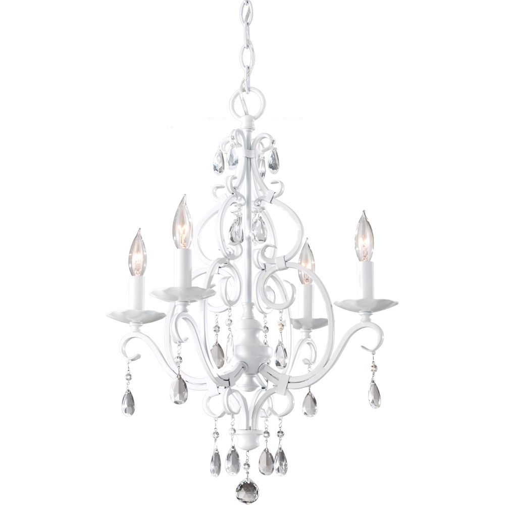 Hampton Bay Kristin 3 Light Antique White Hanging Mini Chandelier In Small White Chandeliers (Photo 4 of 25)